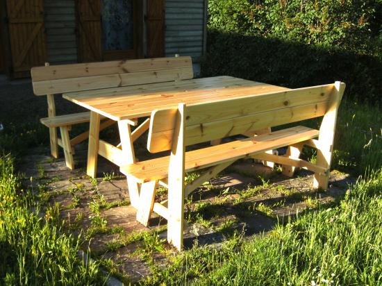 table et bancs pin épaisseur 32 mm