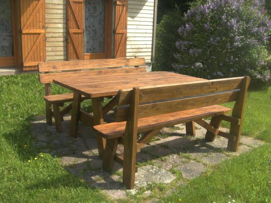 table et bancs sapin épaisseur 45 mm